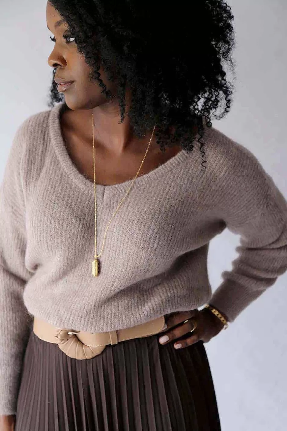 Femmes Saheline Pull*Pull Mohair Taupe Ozzie