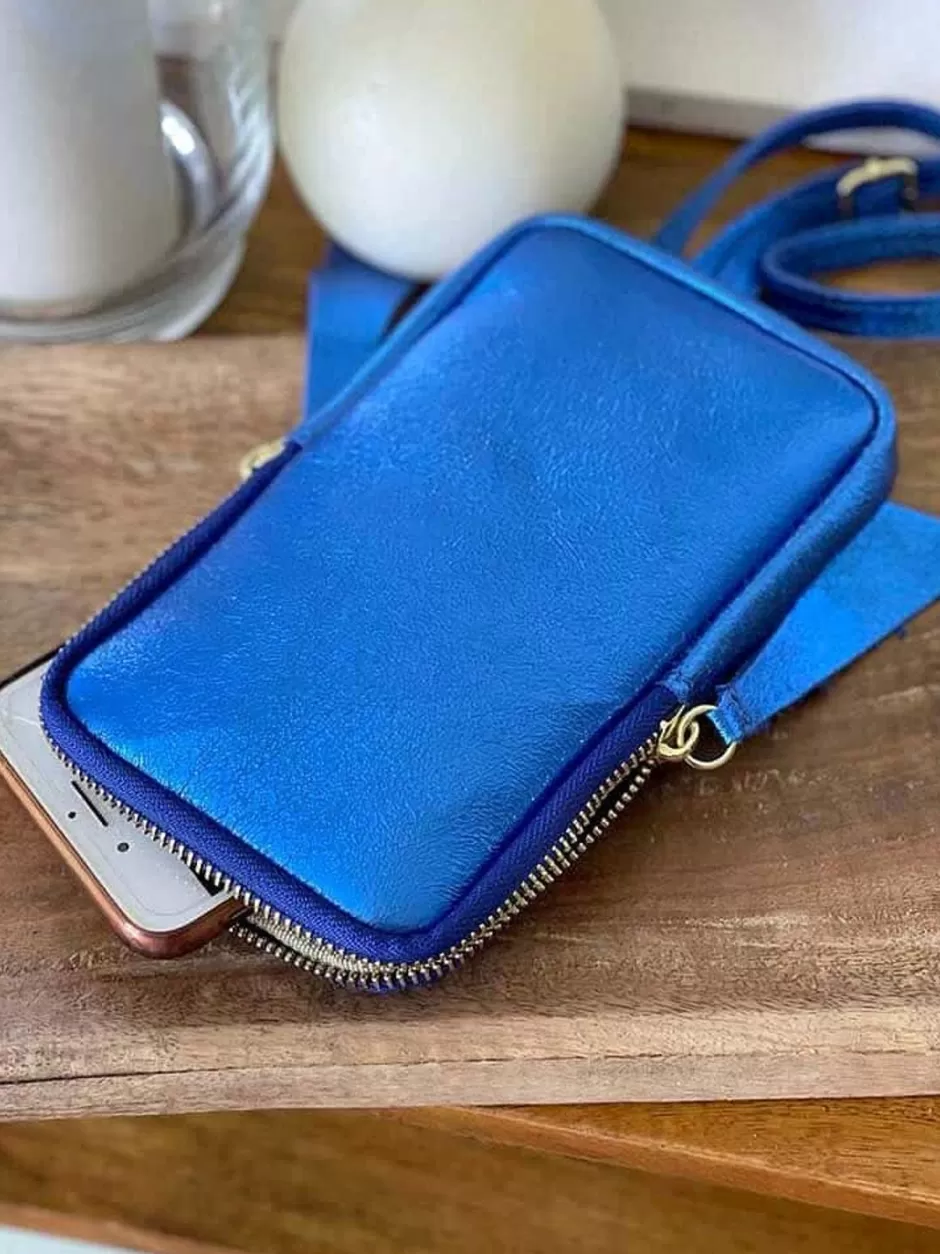 Femmes Saheline Sac Taille Téléphone Portable*Sac Portable En Cuir Bleu Kira