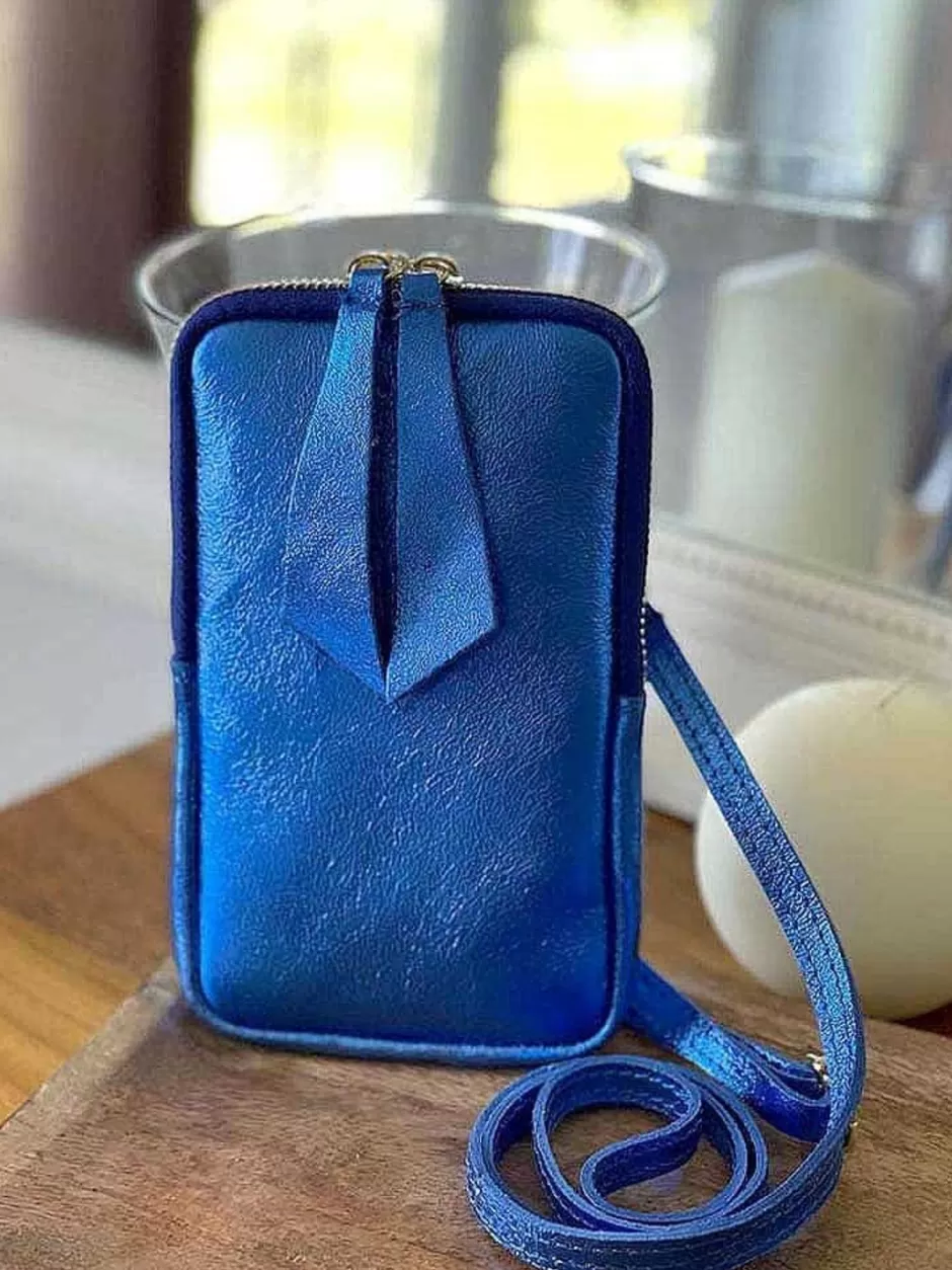 Femmes Saheline Sac Taille Téléphone Portable*Sac Portable En Cuir Bleu Kira